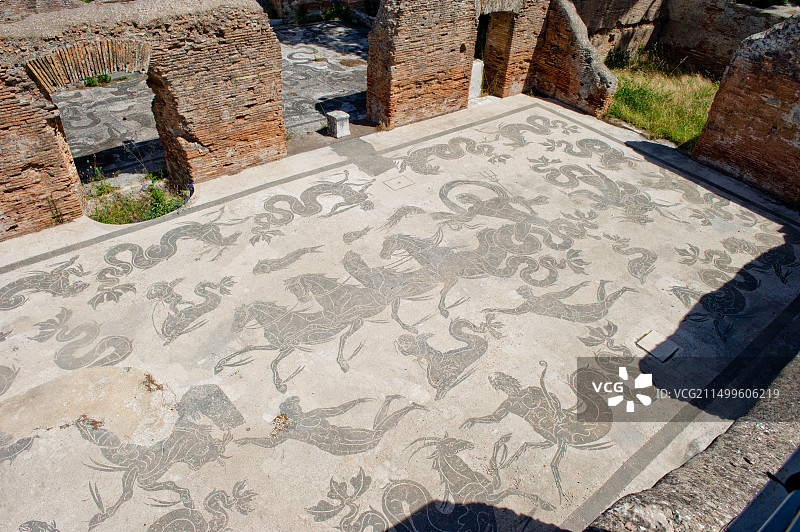 意大利罗马奥斯蒂亚安提卡古老马赛克图片素材