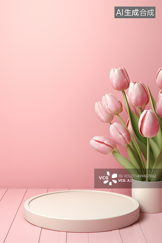 【AI数字艺术】简洁郁金香产品背景图片素材