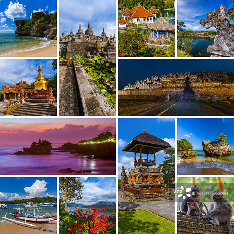 巴厘岛旅行照片拼贴图片素材