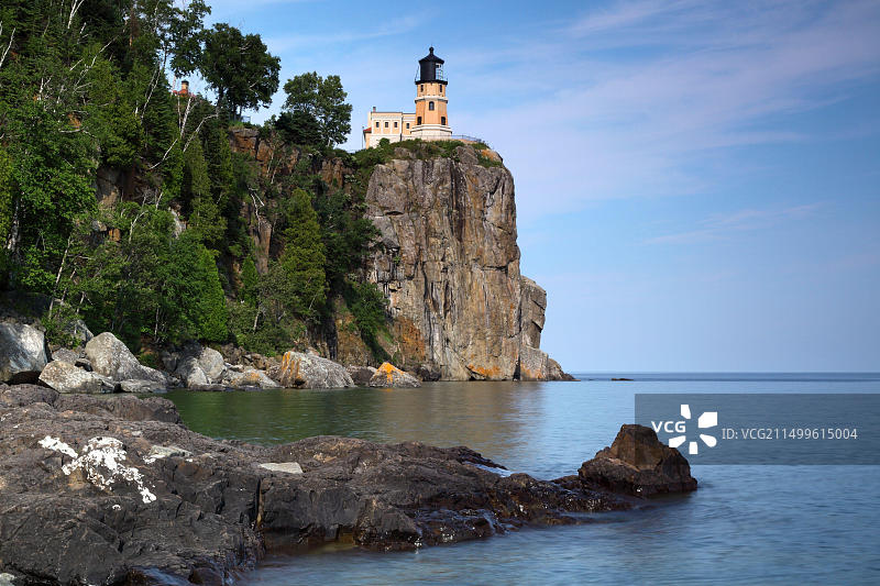美国明尼苏达州苏必利尔湖分裂岩灯塔图片素材