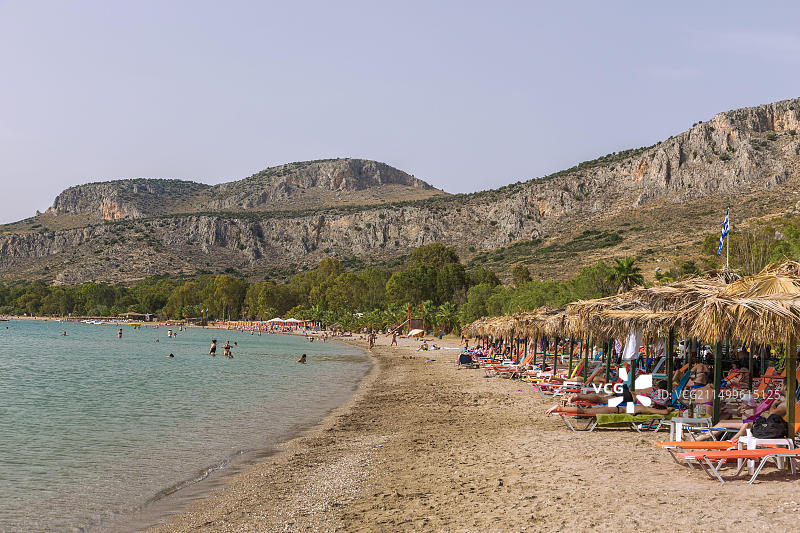 希腊伯罗奔尼撒卡拉索纳海滩图片素材
