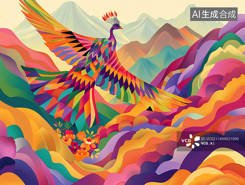 【AI数字艺术】传统色彩花朵枝头背景图片素材