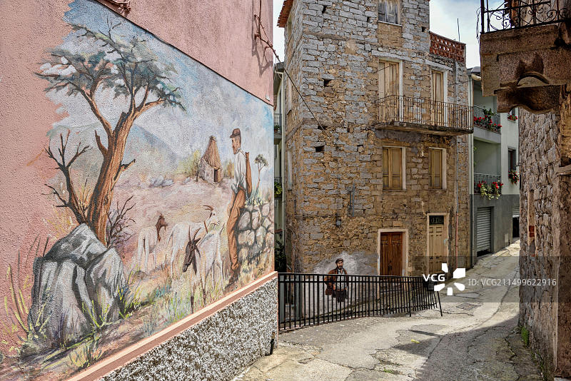 意大利撒丁岛奥尔戈索洛的壁画图片素材