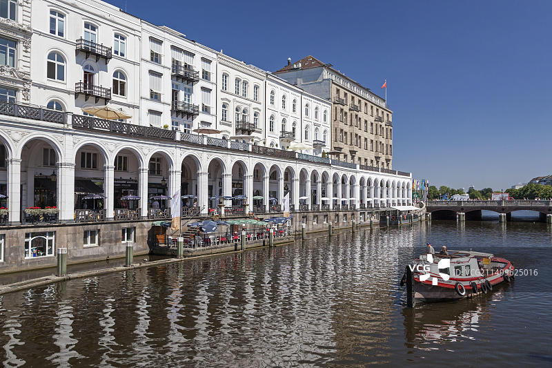 德国汉堡阿尔斯特拱廊和小阿尔斯特湖风光图片素材