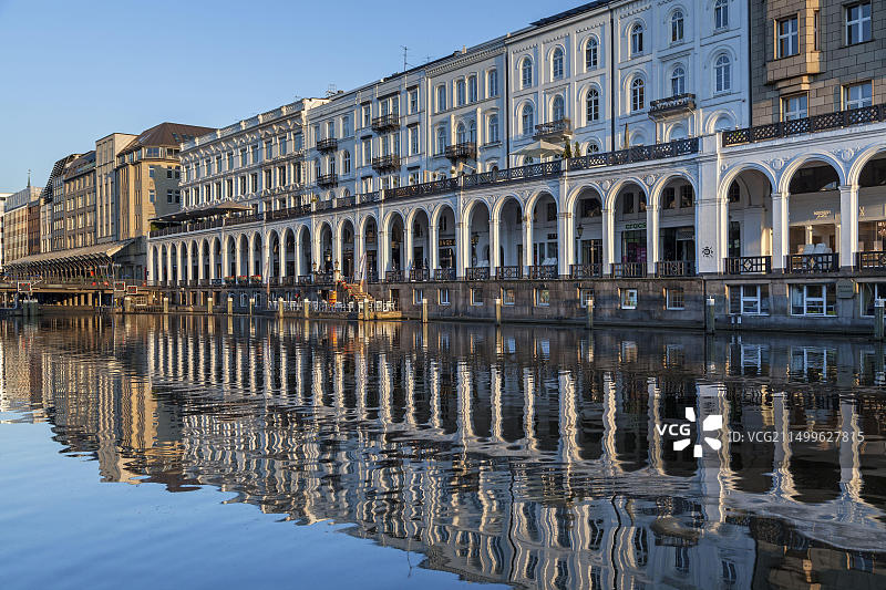 德国汉堡阿尔斯特拱廊和小阿尔斯特湖风光图片素材