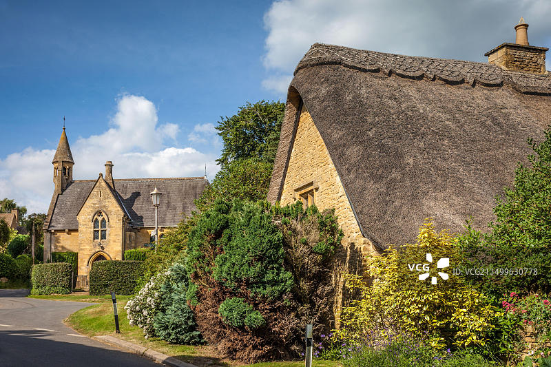 英国格洛斯特郡奇平卡姆登的布罗德卡姆登老房子图片素材