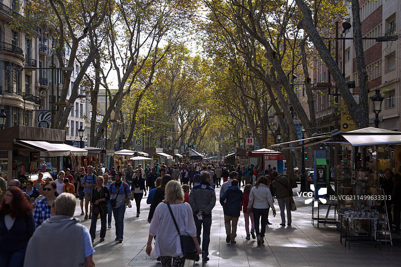 西班牙巴塞罗那兰布拉运河街旅游信息图片素材