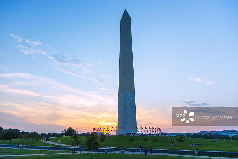 美国华盛顿哥伦比亚特区国家广场的华盛顿纪念碑图片素材