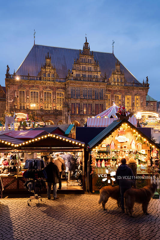 德国不莱梅圣诞市场和市政厅图片素材
