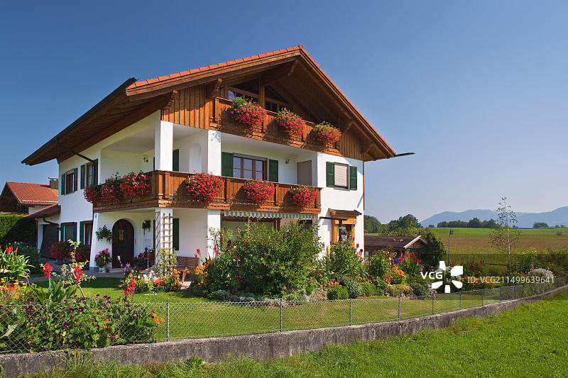 德国巴伐利亚Grossweil阿尔卑斯房屋图片素材