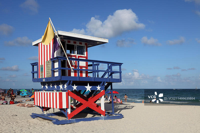 美国佛罗里达州迈阿密海滩救生站图片素材