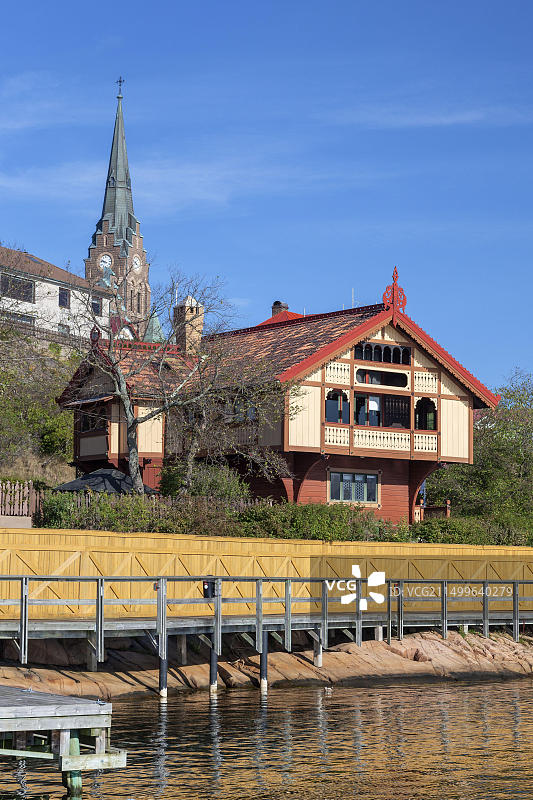 瑞典西约塔兰省吕瑟希尔码头房屋图片素材