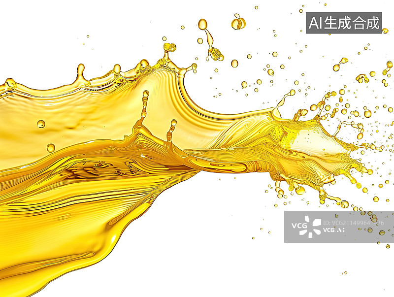 【AI数字艺术】白色背景上的黄色液体特写镜头图片素材