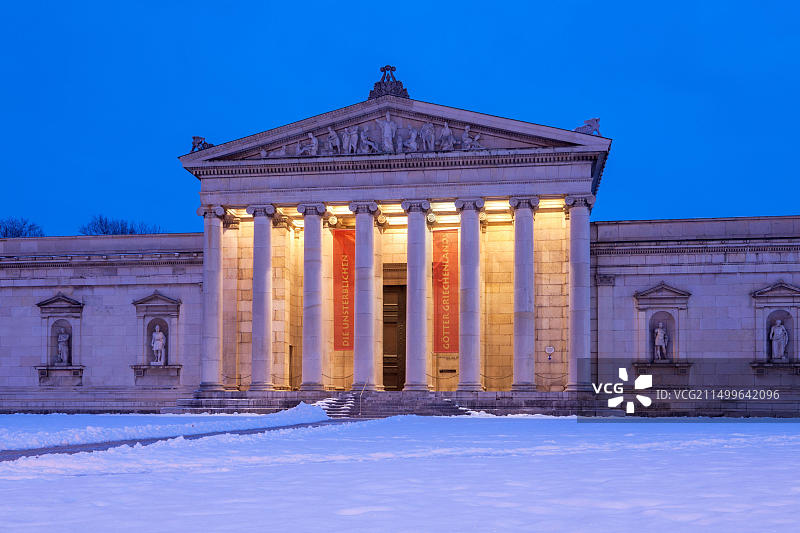 德国慕尼黑国王广场 Glyptothek，冬季图片素材