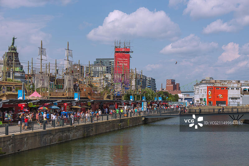 地理/旅行，加拿大，蒙特利尔，旧港，盆地，Tyrolienne MTL滑索，钟楼码头图片素材