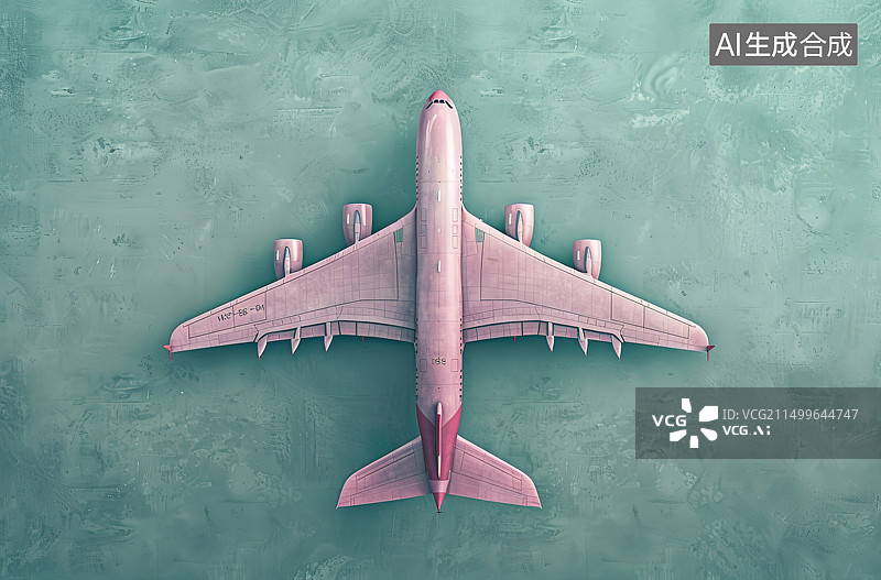 【AI数字艺术】正上方拍摄的飞机机翼在海面上图片素材