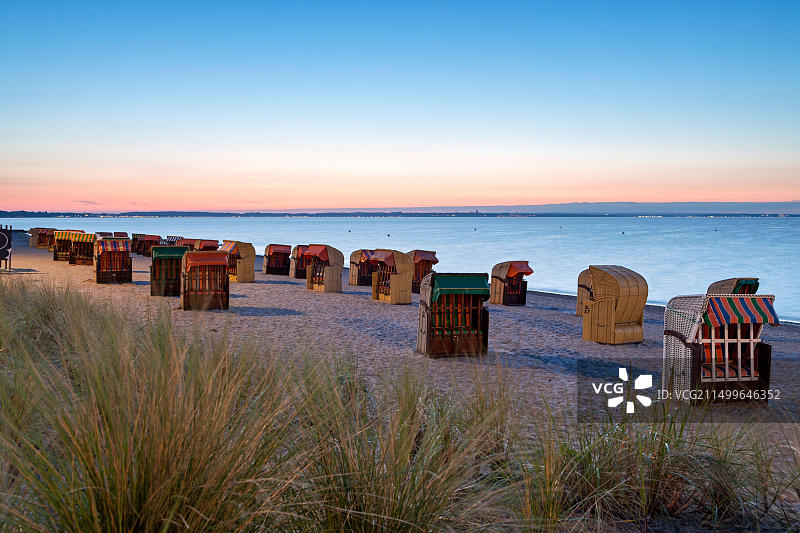 地理/旅行,德国,石勒苏益格-荷尔斯泰因州,蒂门多夫海滩,尼endorf海滩的沙滩椅,附加权利许可信息不可用图片素材