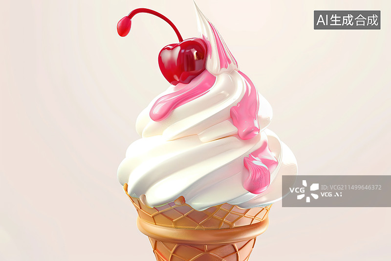 【AI数字艺术】白色背景下冰淇淋筒的特写镜头图片素材