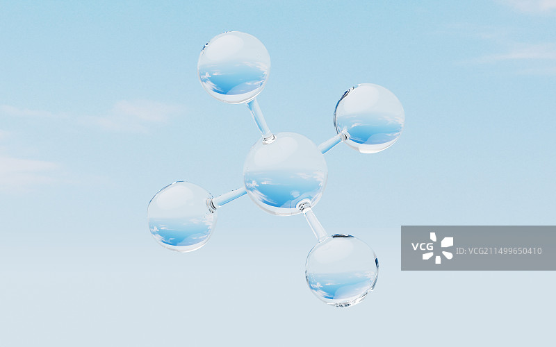 空中飘荡的分子3D背景插画图片素材