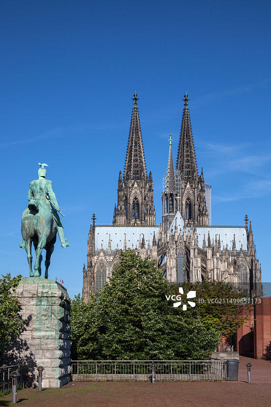 德国北莱茵-威斯特法伦州科隆威廉二世皇帝骑马雕像图片素材