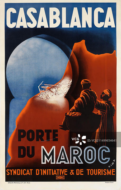 摩洛哥卡萨布兰卡复古旅行海报图片素材