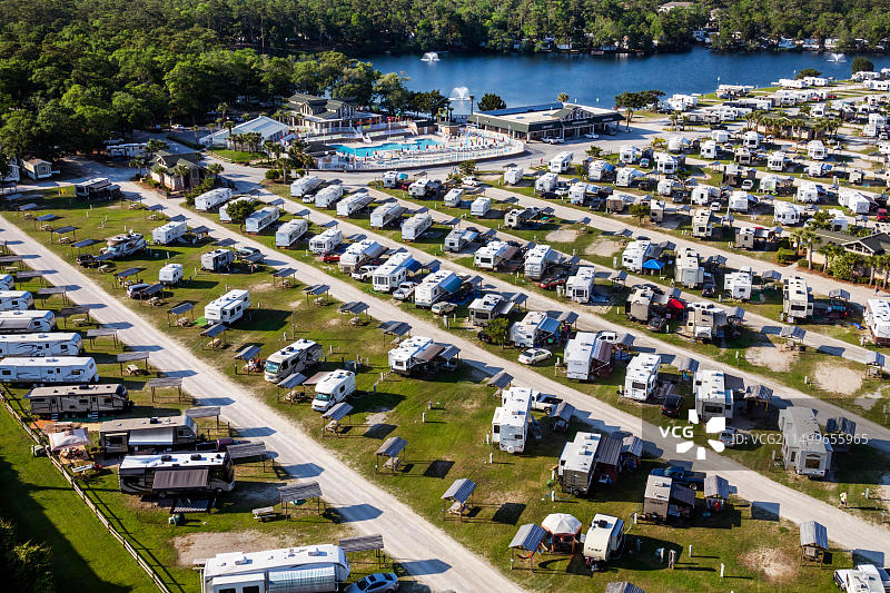南卡罗来纳州默特尔比奇房车旅行公园鸟瞰图图片素材
