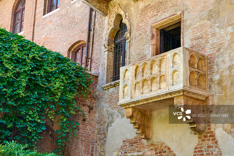 意大利维罗纳老城罗密欧与朱丽叶阳台图片素材