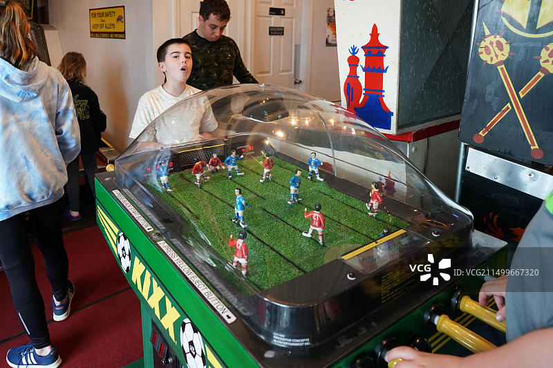 美国新泽西州阿斯bury公园的旧桌上足球游戏图片素材