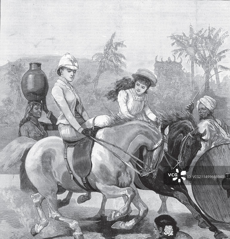 旅行交通：英印生活早间骑行；印度图片素材