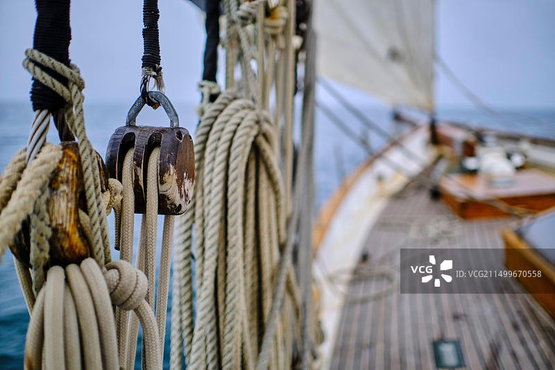 法国诺曼底芒什省肖赛群岛黑色百合号帆船巡游图片素材