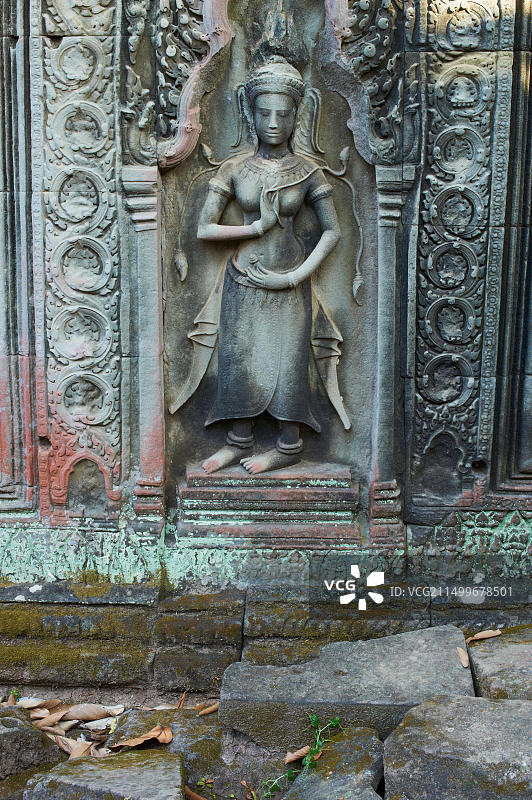 东南亚柬埔寨暹粒省吴哥遗址：联合国教科文组织世界遗产茶胶寺图片素材