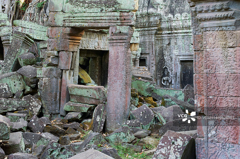 东南亚柬埔寨暹粒省吴哥遗址：联合国教科文组织世界遗产茶胶寺图片素材