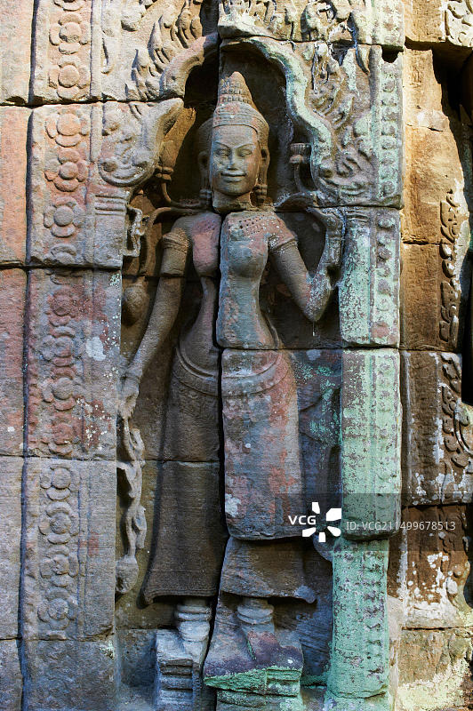 东南亚柬埔寨暹粒省吴哥遗址：联合国教科文组织世界遗产茶胶寺图片素材