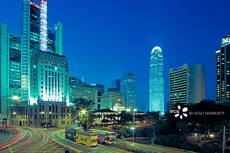 中国香港中环天际线，香港上海汇丰银行图片素材