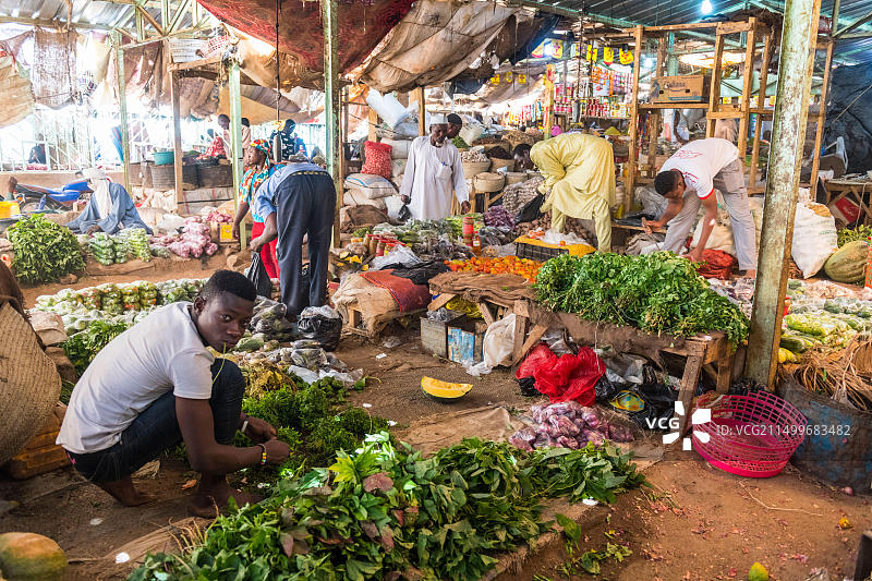 非洲西非尼日尔阿加德兹中心市场出售的蔬菜图片素材