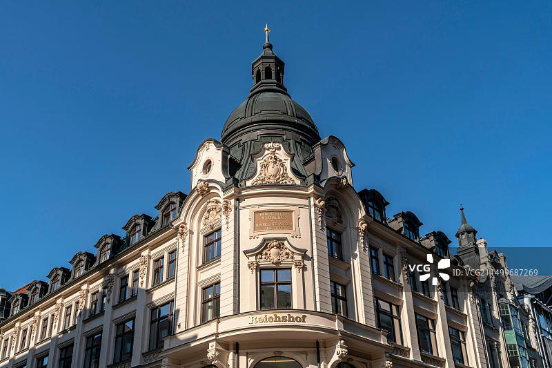 赖希斯霍夫大楼，前身为Bohm建筑师设计的仓库，位于萨克森州莱比锡图片素材