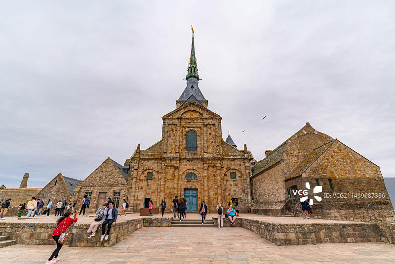 法国诺曼底圣米歇尔山修道院，联合国教科文组织岛屿图片素材