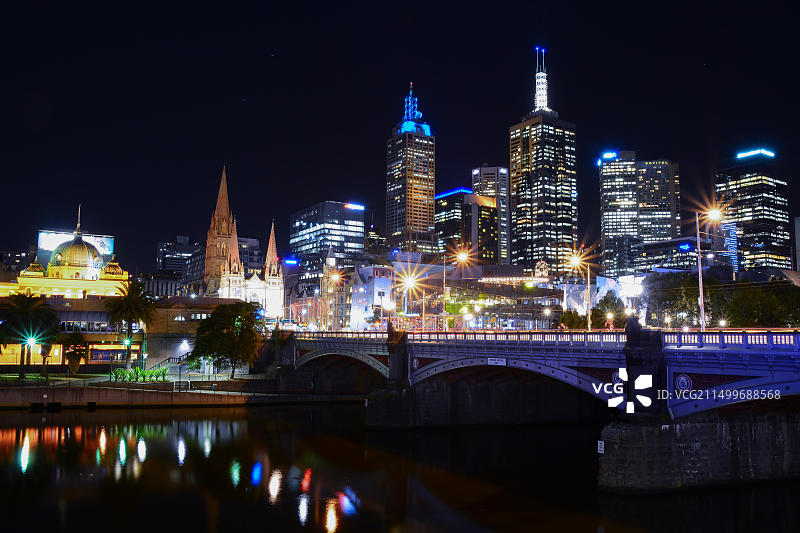 澳大利亚墨尔本城市夜景图片素材