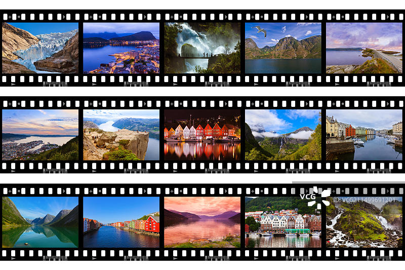 挪威旅行照片胶片边框图片素材