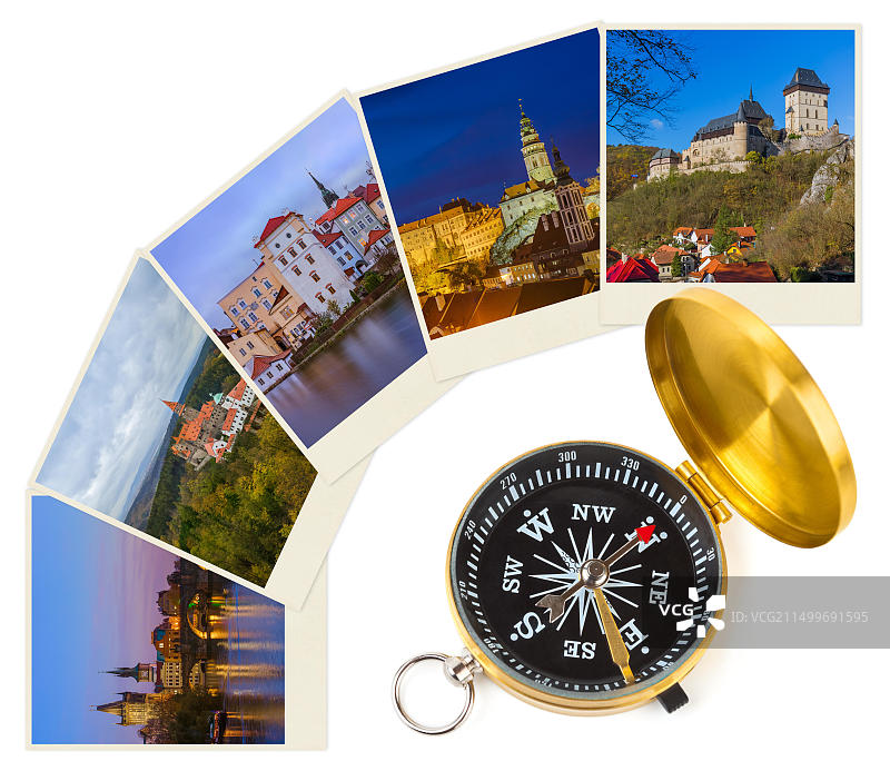 捷克共和国图像（我的照片）和指南针 - 旅行概念图片素材