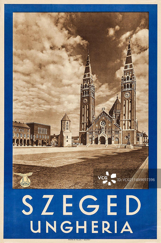 匈牙利塞格德（1930年代帕拉斯）意大利语匈牙利旅游海报 - Ibusz Budapest图片素材