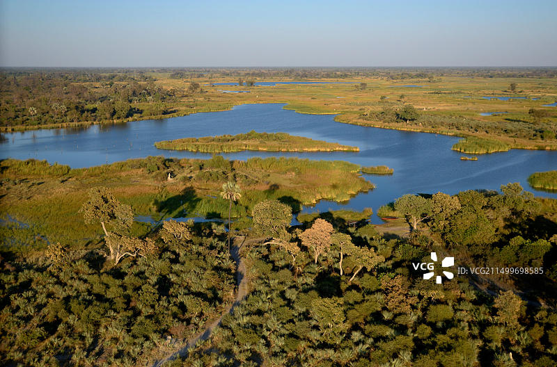 博茨瓦纳戈莫蒂平原奥卡万戈三角洲景观鸟瞰图片素材