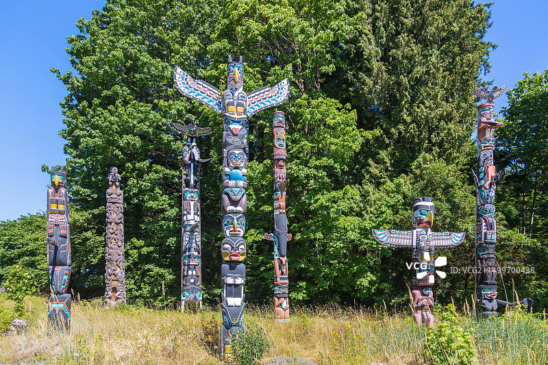 加拿大温哥华斯坦利公园图腾柱图片素材