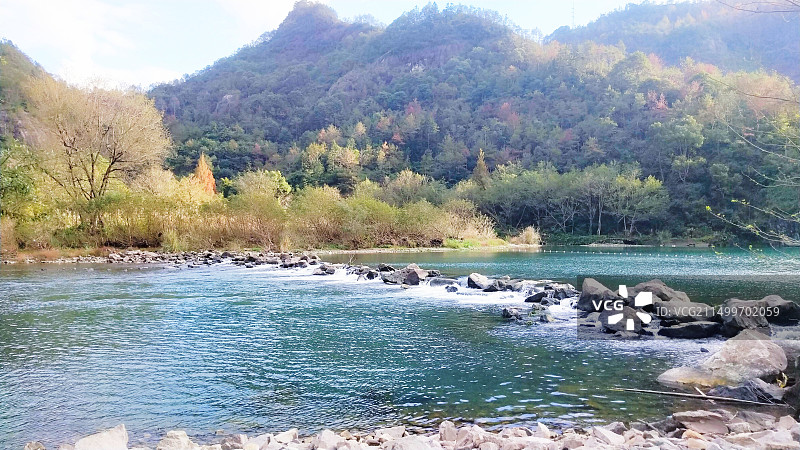 温州楠溪江风景区永嘉书院山间小溪流水图片素材