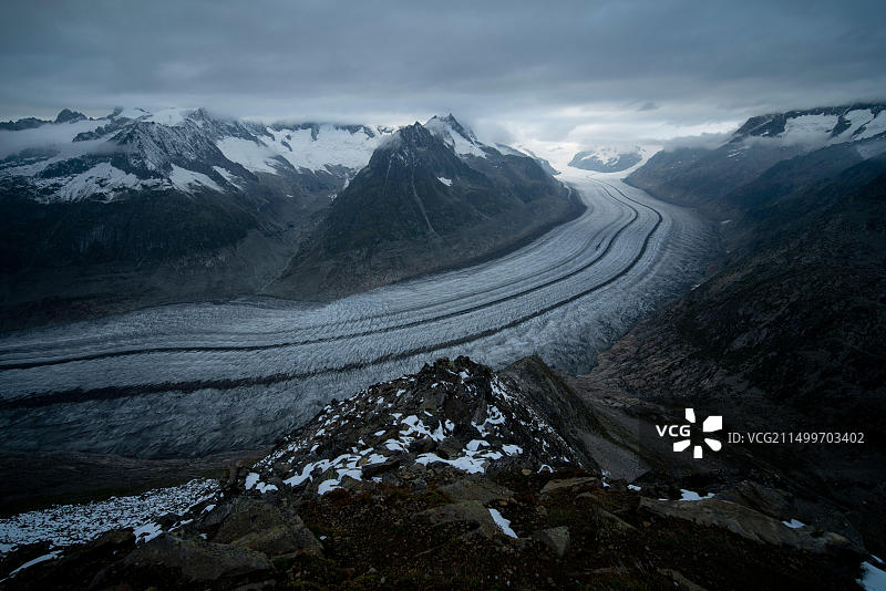 瑞士瓦莱州阿莱奇冰川图片素材