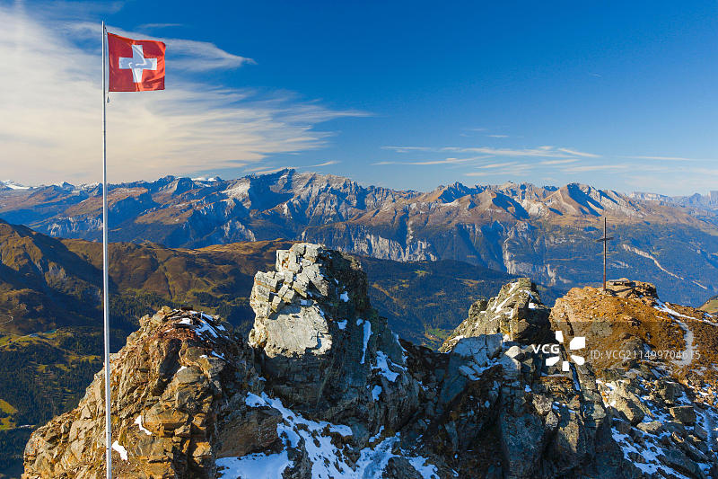 瑞士格劳宾登州山峰图片素材