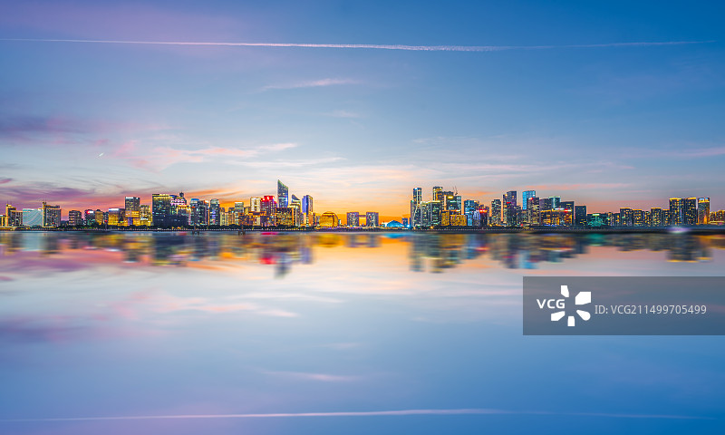 杭州城市天际线流星图片素材