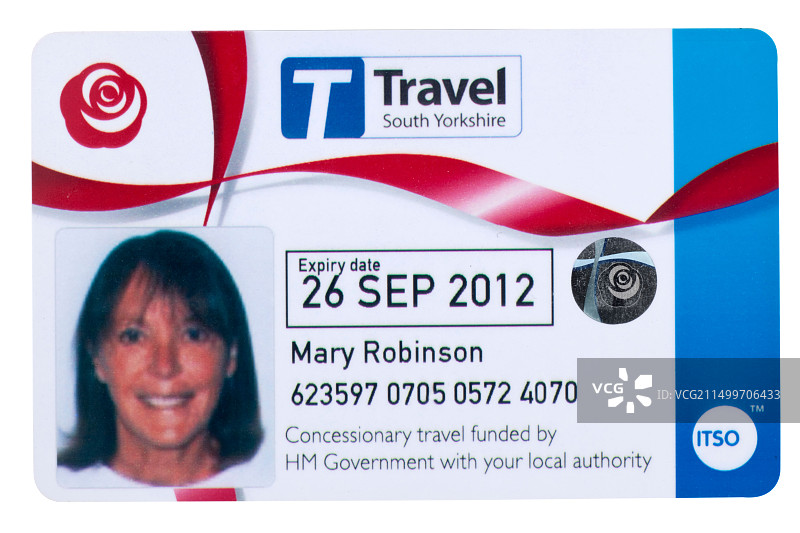 老年人优惠旅行南约克郡巴士旅行卡图片素材