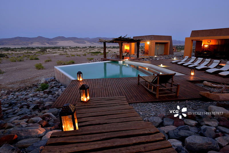 纳米比亚奥卡希隆戈大象旅馆中心区干涸的河床图片素材