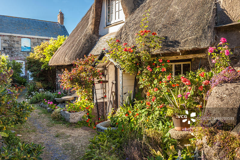 英国康沃尔郡卡格德威斯渔村的古老房屋图片素材
